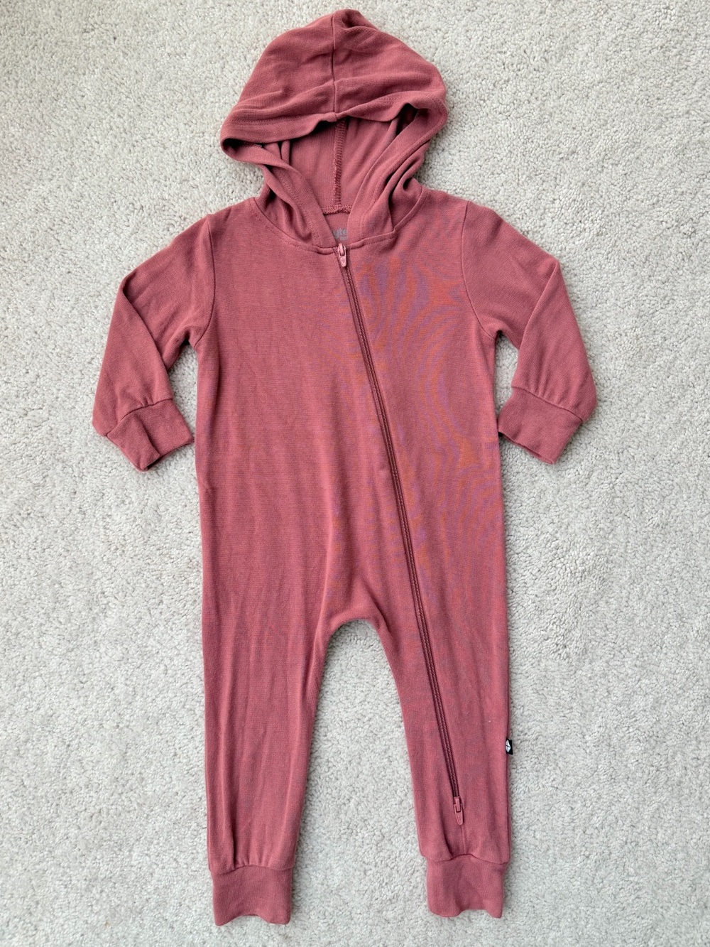 Kyte BABY Zippered Hooded Romper in Dusty Rose